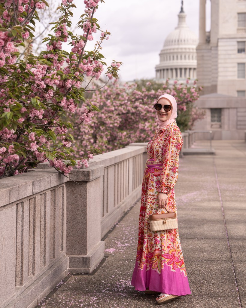 Sezane-Bellisima Dress-DC-Kwanzan Cherry Blossom-Hijabi-Fashion-Spring